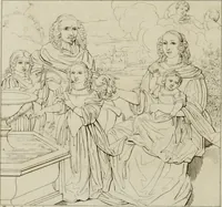 Picture 64 of 92 from Annales du musée et de l'école moderne des beaux-arts : recueil de gravures au trait, d'après les principaux ouvrages de peinture, sculpture, ou projets d'architecture, qui, chaque année, ont remporté le prix, soit aux écoles spéciales, soit aux concours nationaux : les productions des artistes en tous genres, qui, aux différentes expositions, ont été citées avec éloges : les morceaux les plus estimés ou inédits de la galerie de peinture : la suite complète de celle des antiques : édifices anciens et modernes, etc. (1800), leaf 235