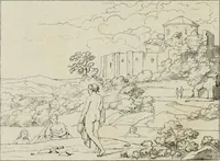 Picture 69 of 92 from Annales du musée et de l'école moderne des beaux-arts : recueil de gravures au trait, d'après les principaux ouvrages de peinture, sculpture, ou projets d'architecture, qui, chaque année, ont remporté le prix, soit aux écoles spéciales, soit aux concours nationaux : les productions des artistes en tous genres, qui, aux différentes expositions, ont été citées avec éloges : les morceaux les plus estimés ou inédits de la galerie de peinture : la suite complète de celle des antiques : édifices anciens et modernes, etc. (1800), leaf 247