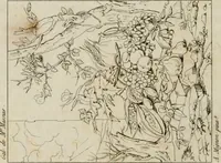 Picture 74 of 92 from Annales du musée et de l'école moderne des beaux-arts : recueil de gravures au trait, d'après les principaux ouvrages de peinture, sculpture, ou projets d'architecture, qui, chaque année, ont remporté le prix, soit aux écoles spéciales, soit aux concours nationaux : les productions des artistes en tous genres, qui, aux différentes expositions, ont été citées avec éloges : les morceaux les plus estimés ou inédits de la galerie de peinture : la suite complète de celle des antiques : édifices anciens et modernes, etc. (1800), leaf 259