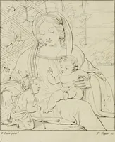 Picture 6 of 92 from Annales du musée et de l'école moderne des beaux-arts : recueil de gravures au trait, d'après les principaux ouvrages de peinture, sculpture, ou projets d'architecture, qui, chaque année, ont remporté le prix, soit aux écoles spéciales, soit aux concours nationaux : les productions des artistes en tous genres, qui, aux différentes expositions, ont été citées avec éloges : les morceaux les plus estimés ou inédits de la galerie de peinture : la suite complète de celle des antiques : édifices anciens et modernes, etc. (1800), leaf 31