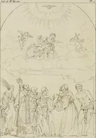 Picture 7 of 92 from Annales du musée et de l'école moderne des beaux-arts : recueil de gravures au trait, d'après les principaux ouvrages de peinture, sculpture, ou projets d'architecture, qui, chaque année, ont remporté le prix, soit aux écoles spéciales, soit aux concours nationaux : les productions des artistes en tous genres, qui, aux différentes expositions, ont été citées avec éloges : les morceaux les plus estimés ou inédits de la galerie de peinture : la suite complète de celle des antiques : édifices anciens et modernes, etc. (1800), leaf 35