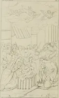 Picture 10 of 92 from Annales du musée et de l'école moderne des beaux-arts : recueil de gravures au trait, d'après les principaux ouvrages de peinture, sculpture, ou projets d'architecture, qui, chaque année, ont remporté le prix, soit aux écoles spéciales, soit aux concours nationaux : les productions des artistes en tous genres, qui, aux différentes expositions, ont été citées avec éloges : les morceaux les plus estimés ou inédits de la galerie de peinture : la suite complète de celle des antiques : édifices anciens et modernes, etc. (1800), leaf 47