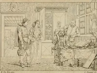 An illustration from Annales du Salon de Gand et de l'école moderne des Pays-Bas : recueil de morceaux choisis parmi les ouvrages de peinture, sculpture, architecture et gravure, esposés au musée en 1820, et d'autres nouvelles productions d l'art : gravés au trait, avec l'explication des sujets et une notice sur les artistes (1823)