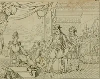 An illustration from Annales du Salon de Gand et de l'école moderne des Pays-Bas : recueil de morceaux choisis parmi les ouvrages de peinture, sculpture, architecture et gravure, esposés au musée en 1820, et d'autres nouvelles productions d l'art : gravés au trait, avec l'explication des sujets et une notice sur les artistes (1823)