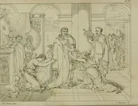 An illustration from Annales du Salon de Gand et de l'école moderne des Pays-Bas : recueil de morceaux choisis parmi les ouvrages de peinture, sculpture, architecture et gravure, esposés au musée en 1820, et d'autres nouvelles productions d l'art : gravés au trait, avec l'explication des sujets et une notice sur les artistes (1823)