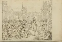An illustration from Annales du Salon de Gand et de l'école moderne des Pays-Bas : recueil de morceaux choisis parmi les ouvrages de peinture, sculpture, architecture et gravure, esposés au musée en 1820, et d'autres nouvelles productions d l'art : gravés au trait, avec l'explication des sujets et une notice sur les artistes (1823)