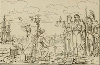 An illustration from Annales du Salon de Gand et de l'école moderne des Pays-Bas : recueil de morceaux choisis parmi les ouvrages de peinture, sculpture, architecture et gravure, esposés au musée en 1820, et d'autres nouvelles productions d l'art : gravés au trait, avec l'explication des sujets et une notice sur les artistes (1823)