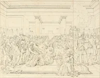 An illustration from Annales du Salon de Gand et de l'école moderne des Pays-Bas : recueil de morceaux choisis parmi les ouvrages de peinture, sculpture, architecture et gravure, esposés au musée en 1820, et d'autres nouvelles productions d l'art : gravés au trait, avec l'explication des sujets et une notice sur les artistes (1823)