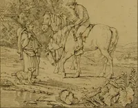An illustration from Annales du Salon de Gand et de l'école moderne des Pays-Bas : recueil de morceaux choisis parmi les ouvrages de peinture, sculpture, architecture et gravure, esposés au musée en 1820, et d'autres nouvelles productions d l'art : gravés au trait, avec l'explication des sujets et une notice sur les artistes (1823)