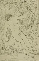 An illustration from Annales du Salon de Gand et de l'école moderne des Pays-Bas : recueil de morceaux choisis parmi les ouvrages de peinture, sculpture, architecture et gravure, esposés au musée en 1820, et d'autres nouvelles productions d l'art : gravés au trait, avec l'explication des sujets et une notice sur les artistes (1823)