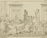 An illustration from Annales du Salon de Gand et de l'école moderne des Pays-Bas : recueil de morceaux choisis parmi les ouvrages de peinture, sculpture, architecture et gravure, esposés au musée en 1820, et d'autres nouvelles productions d l'art : gravés au trait, avec l'explication des sujets et une notice sur les artistes (1823)