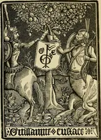 An illustration from Annals of Parisian typography : containing an account of the earliest typographical establishments of Paris; and notices and illustrations of the most remarkable productions of the Parisian Gothic press; compiled principally to shew its general character; and its particular influence upon the early English press (1818)