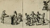 An illustration from Annus symbolicus, emblemmatice, et versu leonino : quemcumq[ue] statum hominum incitans ad animum pie recreandum : humillimè oblatus serenissimo electorali principi Carolo Alberto vtriusq[ue] Bavariae &c. duci. etc. etc. [sic] : accrescenti orbis terrae delicio (1699)