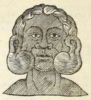 An illustration from Anthropometamorphosis: man transform'd: or, The artificiall changling, historically presented, in the mad and cruel gallantry, foolish bravery, ridiculous beauty, filthy finenesse, and loathsome loveliness of most nations, fashioning and altering their bodies from the mould intended by nature; with figures of those transformations. To which artificial and affected deformations are added, all the native and national monstrosities that have appeared to disfigure the humane fabrick. With a vindication of the regular beauty and honesty of nature (1653)