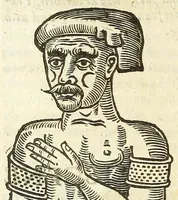 An illustration from Anthropometamorphosis: man transform'd: or, The artificiall changling, historically presented, in the mad and cruel gallantry, foolish bravery, ridiculous beauty, filthy finenesse, and loathsome loveliness of most nations, fashioning and altering their bodies from the mould intended by nature; with figures of those transformations. To which artificial and affected deformations are added, all the native and national monstrosities that have appeared to disfigure the humane fabrick. With a vindication of the regular beauty and honesty of nature (1653)