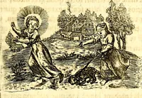 An illustration from Antipathia Amoris Divini et Humani duobus Libris comprehensa, per themata et sententias, insuper et Figuras aeneas, adjectis versibus Gallicis et Hispanicis, illustrata, antehac Antuerpiae Typis data (1694)