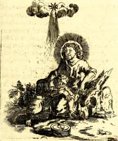 An illustration from Antipathia Amoris Divini et Humani duobus Libris comprehensa, per themata et sententias, insuper et Figuras aeneas, adjectis versibus Gallicis et Hispanicis, illustrata, antehac Antuerpiae Typis data (1694)