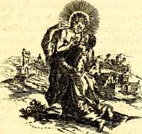 An illustration from Antipathia Amoris Divini et Humani duobus Libris comprehensa, per themata et sententias, insuper et Figuras aeneas, adjectis versibus Gallicis et Hispanicis, illustrata, antehac Antuerpiae Typis data (1694)