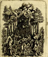 An illustration from Antipathia Amoris Divini et Humani duobus Libris comprehensa, per themata et sententias, insuper et Figuras aeneas, adjectis versibus Gallicis et Hispanicis, illustrata, antehac Antuerpiae Typis data (1694)