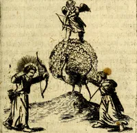 An illustration from Antipathia Amoris Divini et Humani duobus Libris comprehensa, per themata et sententias, insuper et Figuras aeneas, adjectis versibus Gallicis et Hispanicis, illustrata, antehac Antuerpiae Typis data (1694)