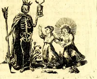 An illustration from Antipathia Amoris Divini et Humani duobus Libris comprehensa, per themata et sententias, insuper et Figuras aeneas, adjectis versibus Gallicis et Hispanicis, illustrata, antehac Antuerpiae Typis data (1694)