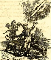 Picture 36 of 87 from Antipathia Amoris Divini et Humani duobus Libris comprehensa, per themata et sententias, insuper et Figuras aeneas, adjectis versibus Gallicis et Hispanicis, illustrata, antehac Antuerpiae Typis data (1694), leaf 92