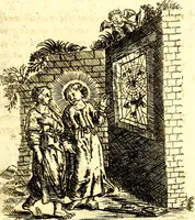 Picture 39 of 87 from Antipathia Amoris Divini et Humani duobus Libris comprehensa, per themata et sententias, insuper et Figuras aeneas, adjectis versibus Gallicis et Hispanicis, illustrata, antehac Antuerpiae Typis data (1694), leaf 98
