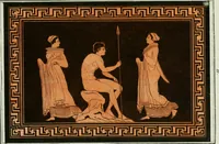 An illustration from Antiquités étrusques, grecques et romaines : ou les beaux vases étrusques, grecs et romains, et les peintures rendues avec les couleurs qui leur sont propres (1787)