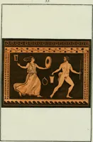 An illustration from Antiquités étrusques, grecques et romaines : ou les beaux vases étrusques, grecs et romains, et les peintures rendues avec les couleurs qui leur sont propres (1787)