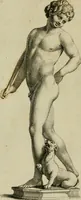 An illustration from A description of the antiquities and curiosities in Wilton-House : illustrated with twenty-five engravings of some of the capital statues, bustos and relievos : in this work are introduced the anecdotes and remarks of Thomas earl of Pembroke, who collected these antiques, now first published from His Lordship's mss. (1769)