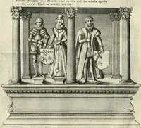 An illustration from The antiquities of Warwickshire illustrated : from records, leiger-books, manuscripts, charters, evidences, tombes, and armes : beautified with maps, prospects, and portraictures (1656)