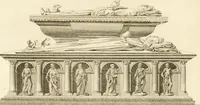 An illustration from Antiquités nationales, ou, Recueil de monumens : pour servir à l'histoire générale et particulière de l'empire françois, tels que tombeaux, inscriptions, statues, vitraux, fresques, etc. : tirés des abbayes, monastères, châteaux, et autres lieux devenus domaines nationaux (1790)