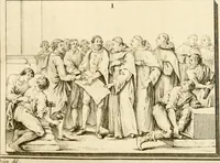 An illustration from Antiquités nationales, ou, Recueil de monumens : pour servir à l'histoire générale et particulière de l'empire françois, tels que tombeaux, inscriptions, statues, vitraux, fresques, etc. : tirés des abbayes, monastères, châteaux, et autres lieux devenus domaines nationaux (1790)