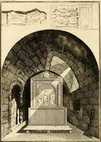 An illustration from Antiquités nationales, ou, Recueil de monumens : pour servir à l'histoire générale et particulière de l'empire françois, tels que tombeaux, inscriptions, statues, vitraux, fresques, etc. : tirés des abbayes, monastères, châteaux, et autres lieux devenus domaines nationaux (1790)