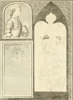 An illustration from Antiquités nationales, ou, Recueil de monumens : pour servir à l'histoire générale et particulière de l'empire françois, tels que tombeaux, inscriptions, statues, vitraux, fresques, etc. : tirés des abbayes, monastères, châteaux, et autres lieux devenus domaines nationaux (1790)