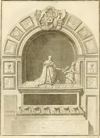An illustration from Antiquités nationales, ou, Recueil de monumens : pour servir à l'histoire générale et particulière de l'empire françois, tels que tombeaux, inscriptions, statues, vitraux, fresques, etc. : tirés des abbayes, monastères, châteaux, et autres lieux devenus domaines nationaux (1790)