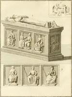 An illustration from Antiquités nationales, ou, Recueil de monumens : pour servir à l'histoire générale et particulière de l'empire françois, tels que tombeaux, inscriptions, statues, vitraux, fresques, etc. : tirés des abbayes, monastères, châteaux, et autres lieux devenus domaines nationaux (1790)