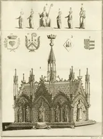 An illustration from Antiquités nationales, ou, Recueil de monumens : pour servir à l'histoire générale et particulière de l'empire françois, tels que tombeaux, inscriptions, statues, vitraux, fresques, etc. : tirés des abbayes, monastères, châteaux, et autres lieux devenus domaines nationaux (1790)