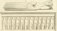 An illustration from Antiquités nationales, ou, Recueil de monumens : pour servir à l'histoire générale et particulière de l'empire françois, tels que tombeaux, inscriptions, statues, vitraux, fresques, etc. : tirés des abbayes, monastères, châteaux, et autres lieux devenus domaines nationaux (1790)