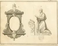 An illustration from Antiquités nationales, ou, Recueil de monumens : pour servir à l'histoire générale et particulière de l'empire françois, tels que tombeaux, inscriptions, statues, vitraux, fresques, etc. : tirés des abbayes, monastères, châteaux, et autres lieux devenus domaines nationaux (1790)