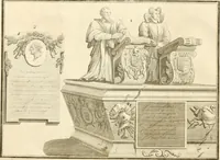 An illustration from Antiquités nationales, ou, Recueil de monumens : pour servir à l'histoire générale et particulière de l'empire françois, tels que tombeaux, inscriptions, statues, vitraux, fresques, etc. : tirés des abbayes, monastères, châteaux, et autres lieux devenus domaines nationaux (1790)