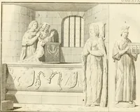 An illustration from Antiquités nationales, ou, Recueil de monumens : pour servir à l'histoire générale et particulière de l'empire françois, tels que tombeaux, inscriptions, statues, vitraux, fresques, etc. : tirés des abbayes, monastères, châteaux, et autres lieux devenus domaines nationaux (1790)