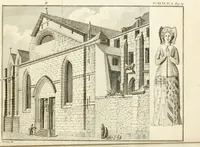 An illustration from Antiquités nationales, ou, Recueil de monumens : pour servir à l'histoire générale et particulière de l'empire françois, tels que tombeaux, inscriptions, statues, vitraux, fresques, etc. : tirés des abbayes, monastères, châteaux, et autres lieux devenus domaines nationaux (1790)