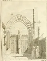 An illustration from Antiquités nationales, ou, Recueil de monumens : pour servir à l'histoire générale et particulière de l'empire françois, tels que tombeaux, inscriptions, statues, vitraux, fresques, etc. : tirés des abbayes, monastères, châteaux, et autres lieux devenus domaines nationaux (1790)