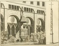 An illustration from Antiquités nationales, ou, Recueil de monumens : pour servir à l'histoire générale et particulière de l'empire françois, tels que tombeaux, inscriptions, statues, vitraux, fresques, etc. : tirés des abbayes, monastères, châteaux, et autres lieux devenus domaines nationaux (1790)