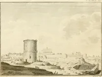 An illustration from Antiquités nationales, ou, Recueil de monumens : pour servir à l'histoire générale et particulière de l'empire françois, tels que tombeaux, inscriptions, statues, vitraux, fresques, etc. : tirés des abbayes, monastères, châteaux, et autres lieux devenus domaines nationaux (1790)