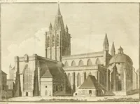 An illustration from Antiquités nationales, ou, Recueil de monumens : pour servir à l'histoire générale et particulière de l'empire françois, tels que tombeaux, inscriptions, statues, vitraux, fresques, etc. : tirés des abbayes, monastères, châteaux, et autres lieux devenus domaines nationaux (1790)