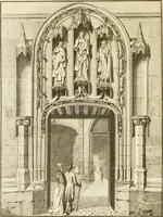 An illustration from Antiquités nationales, ou, Recueil de monumens : pour servir à l'histoire générale et particulière de l'empire françois, tels que tombeaux, inscriptions, statues, vitraux, fresques, etc. : tirés des abbayes, monastères, châteaux, et autres lieux devenus domaines nationaux (1790)