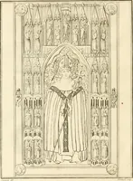 An illustration from Antiquités nationales, ou, Recueil de monumens : pour servir à l'histoire générale et particulière de l'empire françois, tels que tombeaux, inscriptions, statues, vitraux, fresques, etc. : tirés des abbayes, monastères, châteaux, et autres lieux devenus domaines nationaux (1790)