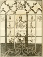 An illustration from Antiquités nationales, ou, Recueil de monumens : pour servir à l'histoire générale et particulière de l'empire françois, tels que tombeaux, inscriptions, statues, vitraux, fresques, etc. : tirés des abbayes, monastères, châteaux, et autres lieux devenus domaines nationaux (1790)